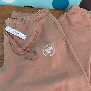 Pink size large  Cozy Elastic-Waist beige Sweatpants with elastic legs